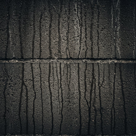 Background of black asphalt road. Texture of asphalt with cracks and scratches.の素材