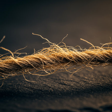 Close up of rope on dark background. Shallow depth of field. Toned.の素材