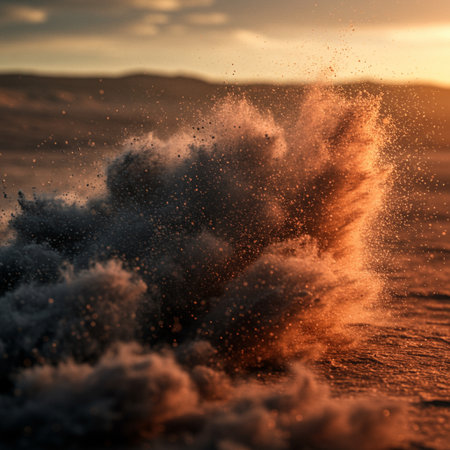 Falling sand at sunset. Abstract background. 3d rendering.の素材