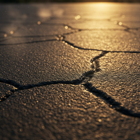 Close up of cracks in the ground. Abstract background and texture for design.の素材