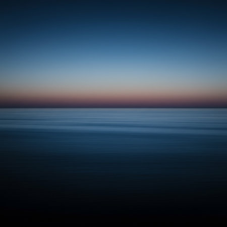 Sunset over the Baltic Sea in Poland. Long exposure photo.の素材