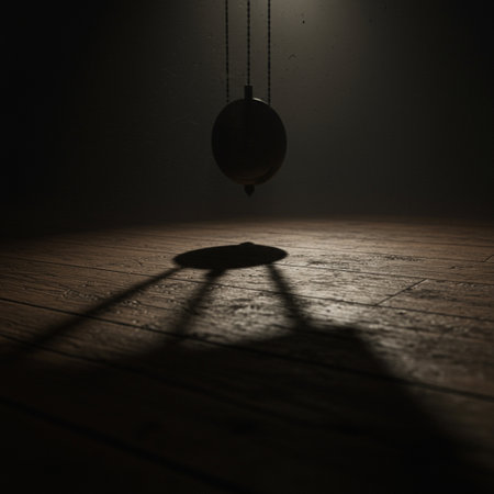 Silhouette of a hanging lamp in a dark room with copy spaceの素材