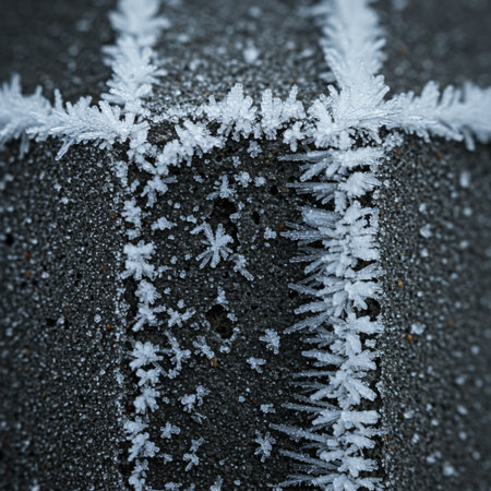 Ice crystals on the surface of a car tire. Close-up.の素材