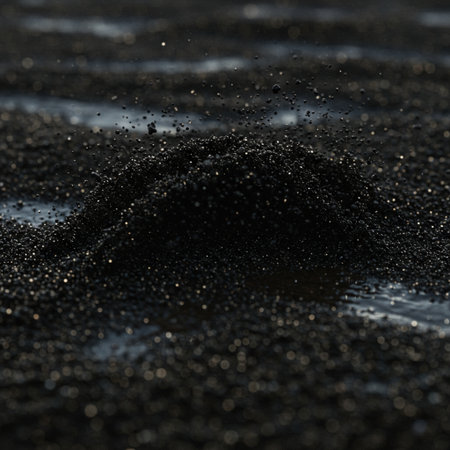 Black sand on the beach in the evening. Close-up.の素材