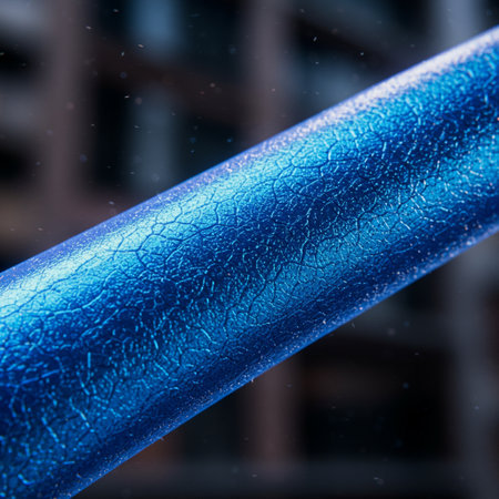 blue leather texture background close up macro photo with bokeh lightsの素材