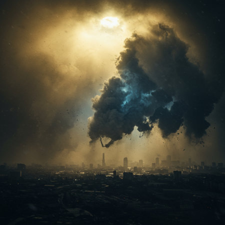 Pollution in the city. Pollution of the environment concept.の素材