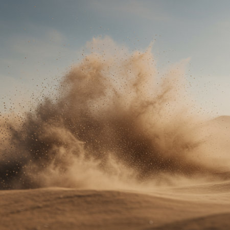 Sandstorm in the desert. Sand storm in the desert. Selective focusの素材