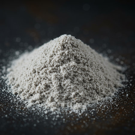 Heap of Powdered Sugar (close-up shot) on vintage backgroundの素材