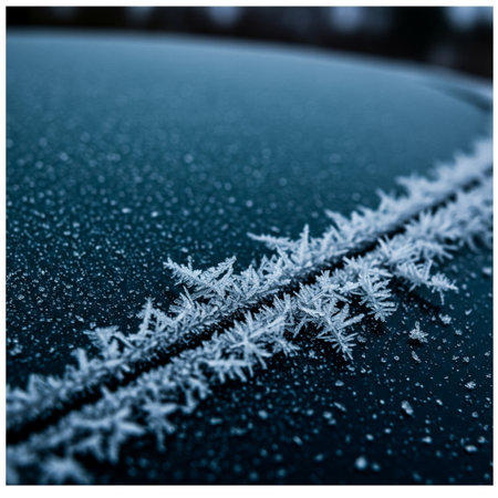 Frost on the windshield of a car. Selective focus.の素材