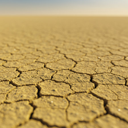 Dry and cracked earth in the desert. Global warming concept.の素材