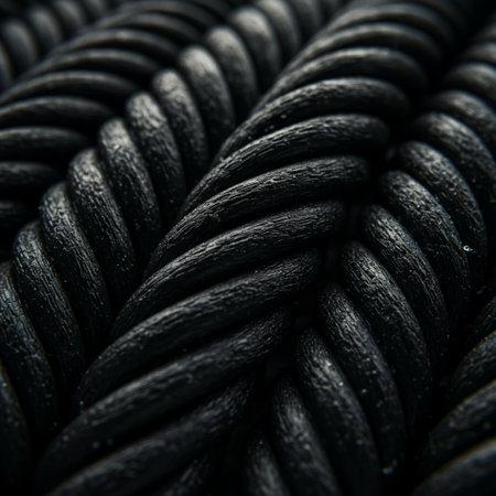 close up of a black rope for background used. Shallow depth of fieldの素材