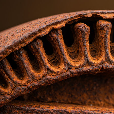 Rusty corrugated iron plate close-up macro photography.の素材