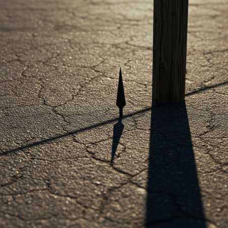 Wooden stick with shadow on the ground. Conceptual image.の素材
