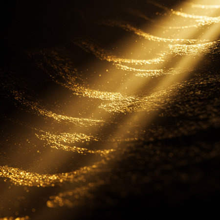 golden glitter vintage lights background. gold and black. de focusedの素材