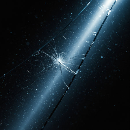 broken glass on a black background, close-up, tintedの素材