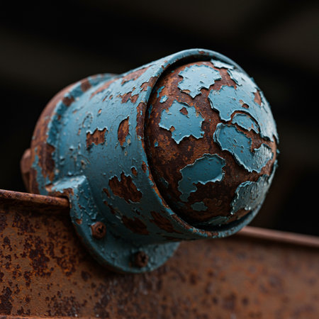 Rusty metal pipe. Industrial background. Close-up. Selective focus.の素材