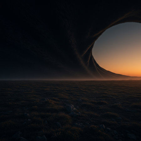 Fantasy alien planet. Mountain and sky. 3D illustration.の素材