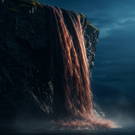 Beautiful waterfall in Iceland, Europe. Fantasy and imagination scene.の素材