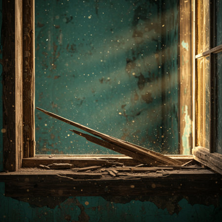 Vintage window with old wooden frame. Grunge background.の素材