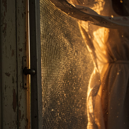 Silhouette of a woman in a raincoat on the windowの素材