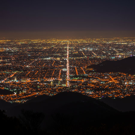 Night view of the city of Seoul from the top of the mountainの素材