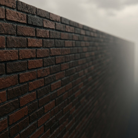 Brick wall in a foggy day. Shallow depth of fieldの素材