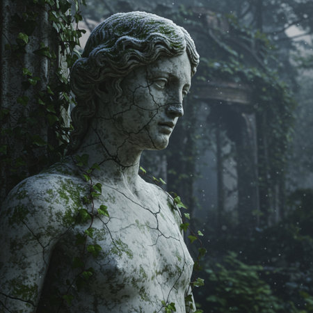 Gravestone in the cemetery with ivy. Halloween concept.の素材