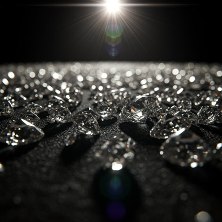 Diamonds on a black background. Jewelry background. Macro shot.の素材