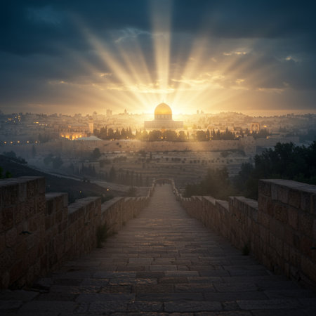 Sunset over the Dome of the Rock in Jerusalem, Israel.の素材