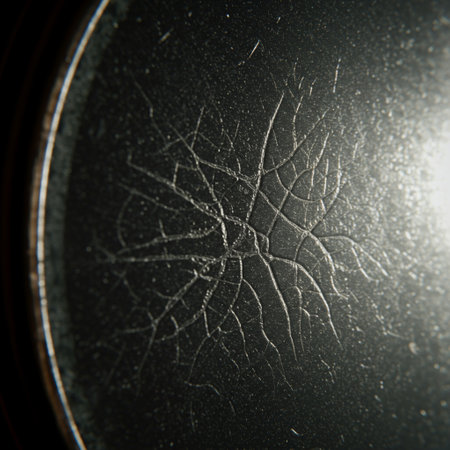 abstract background of cracks on the glass in the form of a circleの素材