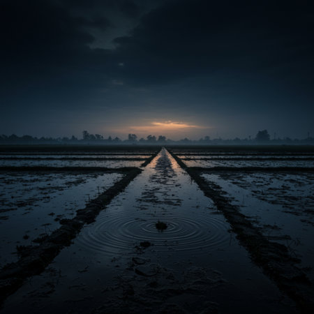 Rice field in the morning with mist and sunrise, Thailand.の素材