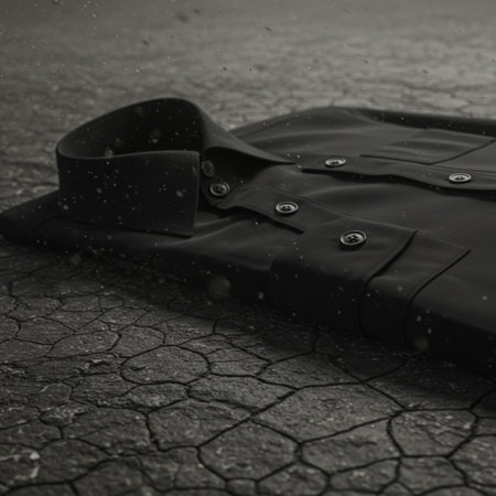 Black leather jacket on the ground in the rain. 3d renderingの素材