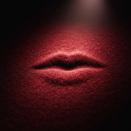 Sexy female lips on dark background, 3d rendering. Computer digital drawing.の素材