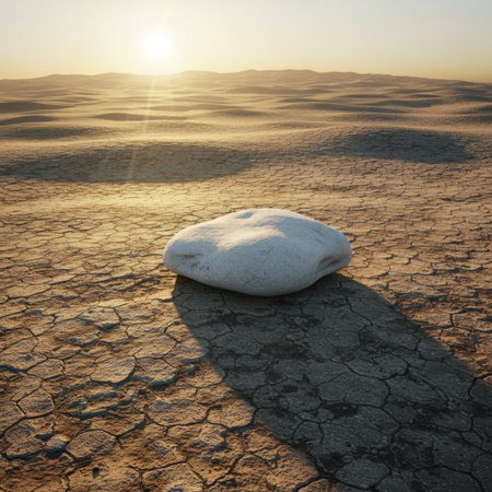 Desert landscape. Cracked ground. Global warming concept. 3d renderの素材
