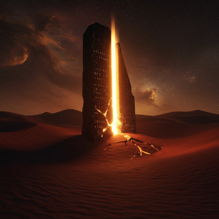 Burnt skyscraper in the desert. 3d render illustration.の素材