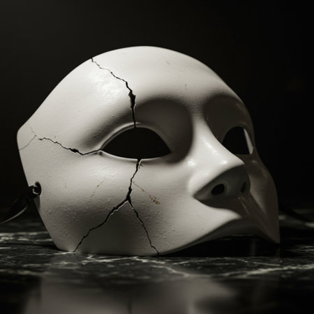 white mask on a dark background, halloween concept, horrorの素材