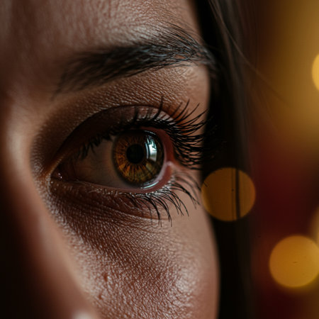 Close-up of beautiful woman's eye with long eyelashes.の素材