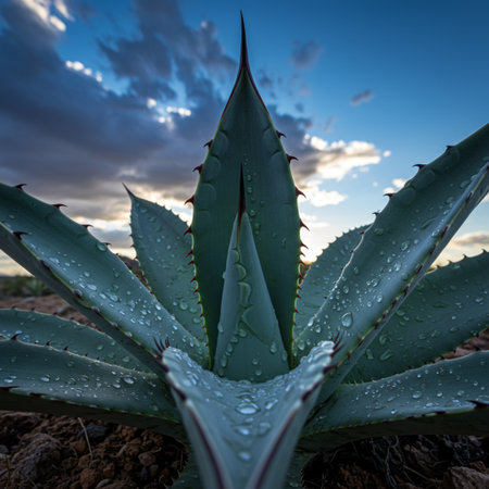 Aloe Vera Plantation at Sunset in the Canary Islands of Spainの素材