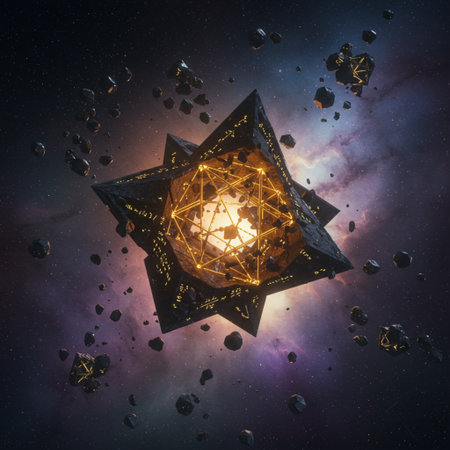Abstract space background with stars and planets. 3d render illustration.の素材