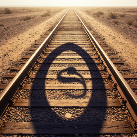 Railway tracks in the Namib Desert, Namibia, Africaの素材