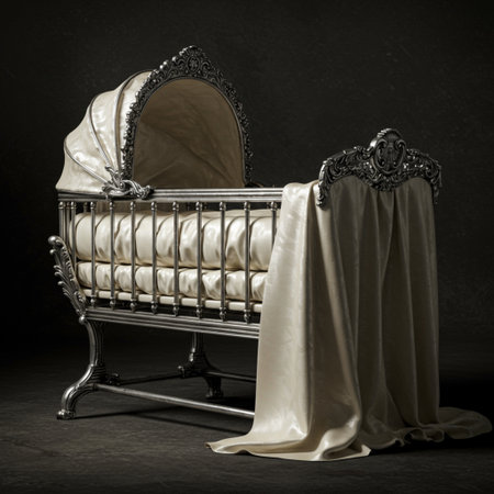 Vintage armchair with curtains and drapery on black backgroundの素材