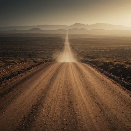Road through the desert in Namibia. Vintage style toned pictureの素材