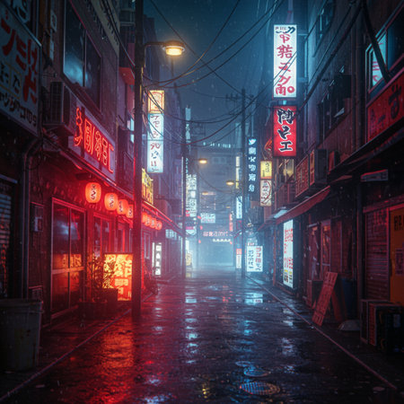 Narrow street of the old town in the night, China.の素材