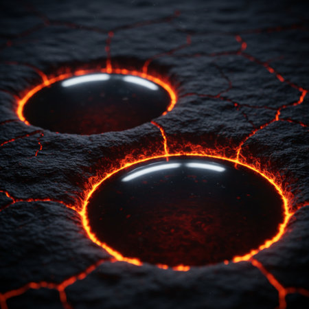 Lava flows into the ground. 3d rendering, 3d illustration.の素材