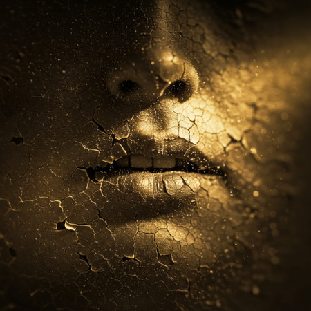 Portrait of a beautiful woman with golden make-up, close upの素材