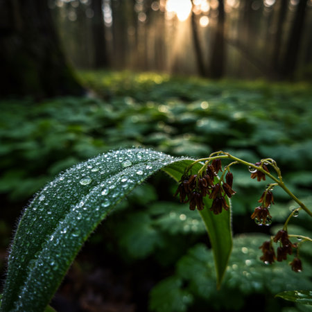 Morning dew in the forest. Morning dew in the forest.の素材