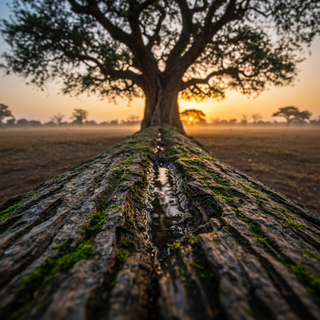 Old tree in the field at sunset,Thailand,Asia.の素材