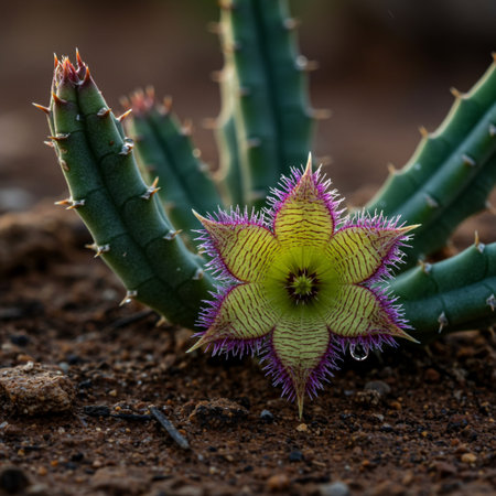 Close up of cactus flower in the garden with shallow depth of fieldの素材