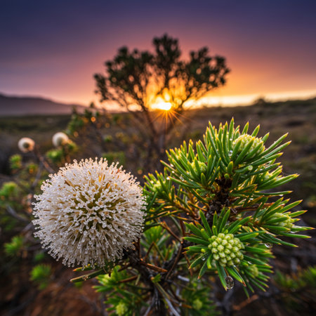 Pine tree at sunset in La Palma, Canary Islands, Spainの素材