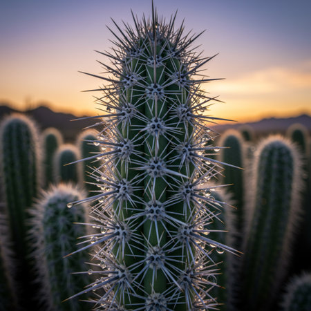 Cactus at sunset in the desert of Arizona, United States.の素材